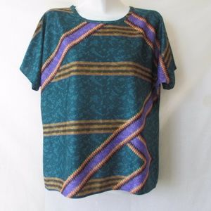 IMPROVED LIVING M L BLOUSE Top SHIRT GREEN BLACK